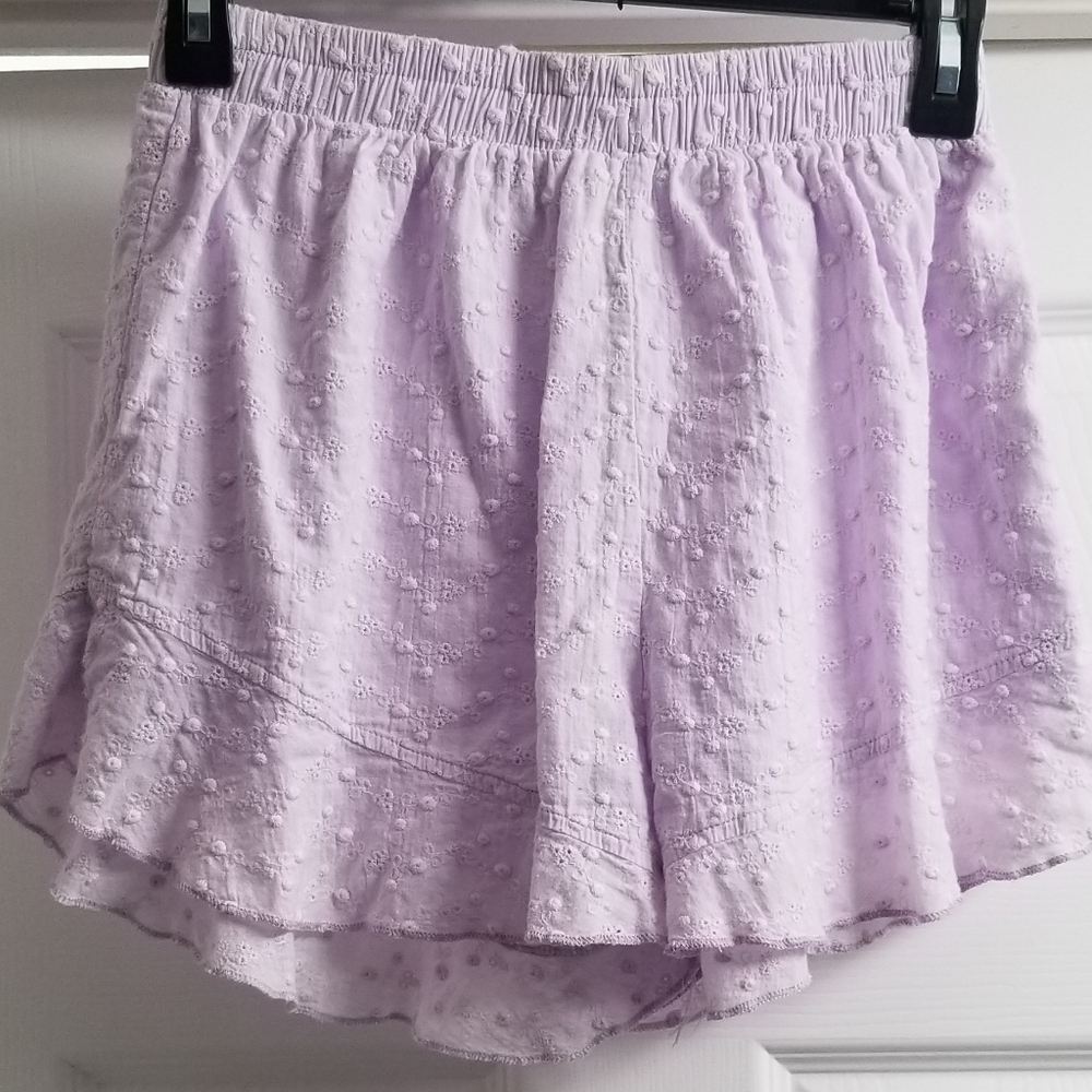 Lavender ruffle boxer lounge shorts elastic waist